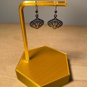 Gold and black drop earrings